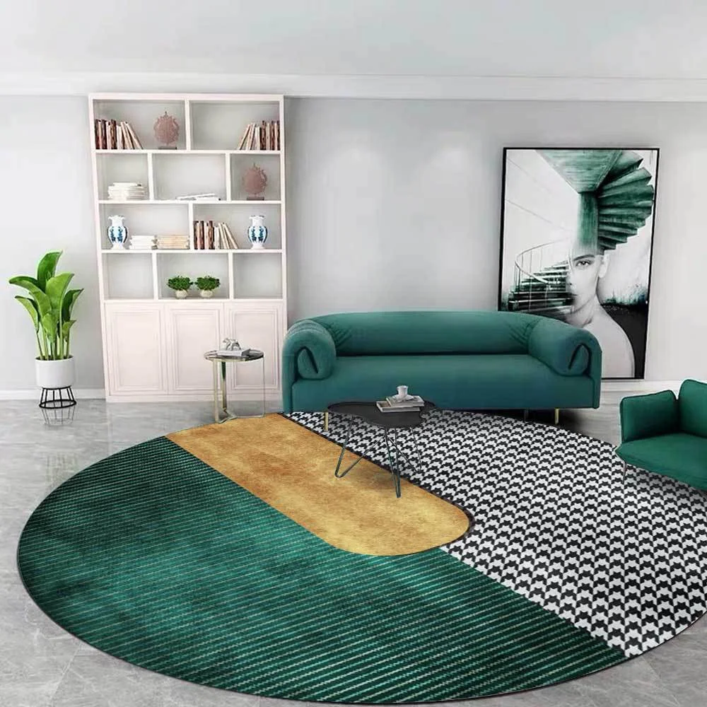 Tapis vert rond de Style concis pour salon, moquette de sol moderne, doux  et moelleux pour chambre à coucher - AliExpress