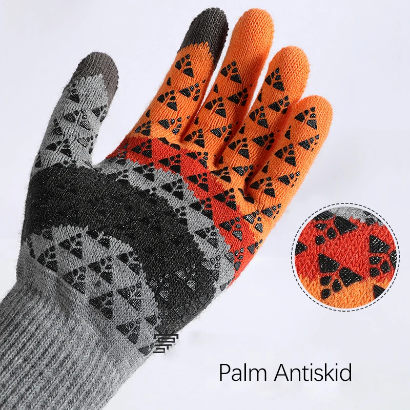 Warm Cycling Gloves Men Women Fashion Fleece Personality Windproof Triangular Non-Slip Touchscreen Wool
