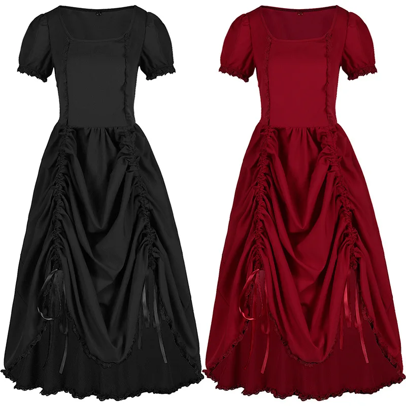 

Halloween Medieval Cosplay Costumes Women's Steampunk Gothic Dress Lady Vintage Pleated Casual Party Skirts