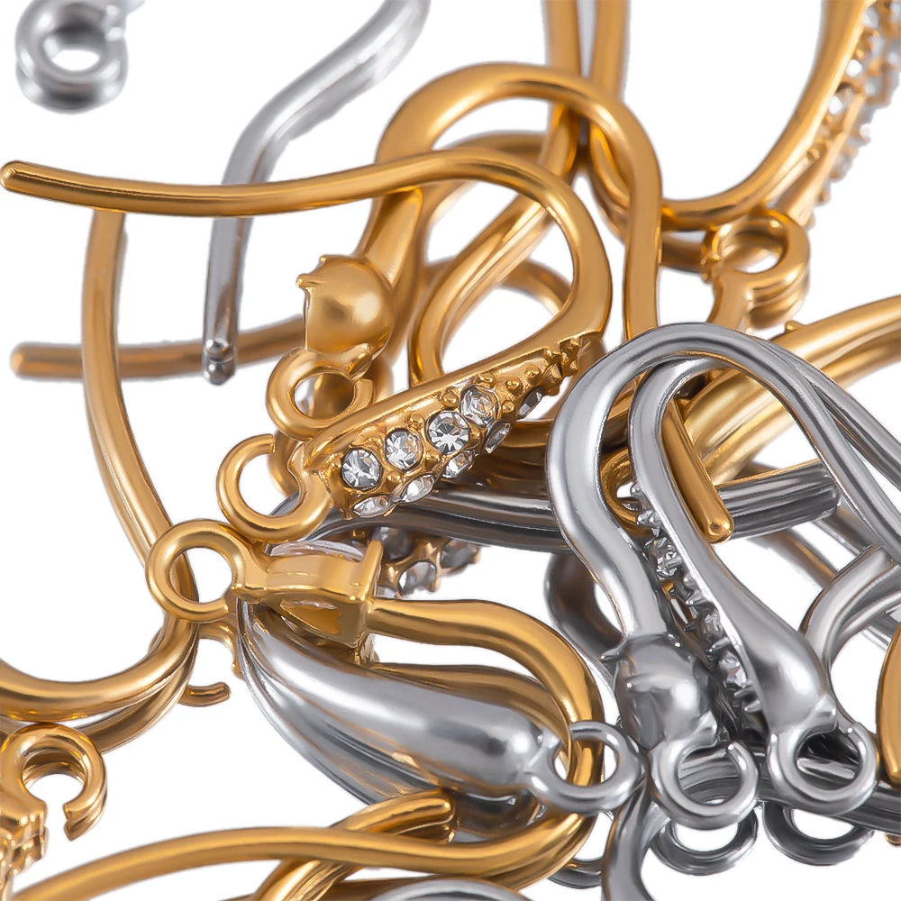 10 Stück Edelstahl-Ohrhaken, französischer Ohrring-Hakenverschluss, Zirkon-Ohrdraht mit Schlaufe, DIY-Schmuckherstellung, Zubehör – Detail 4