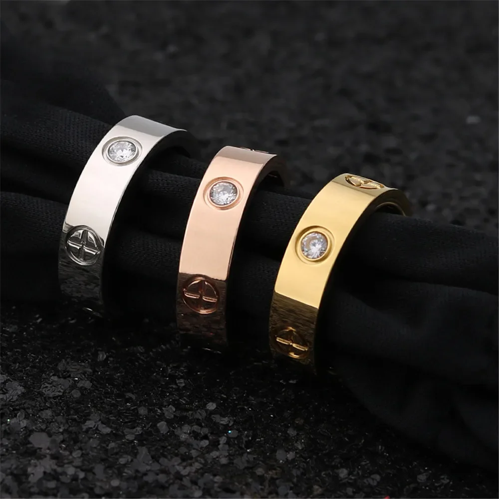 Wedding Rings Cross Jewelry Cross Rings Womens Ring Couple Rings Jewelry Rings Ring Jewelry Cross Screw Ring For Women Accessories Stainless Steel Men Jewelry Couple Engagement Luxury Crystal Love Wedding Ring Gifts