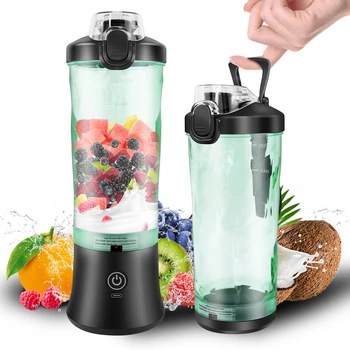 600ml Portable Mini Blender,USB Rechargeable Small Smoothie Blender,Large Capacity Travel Blender Portable Smoothies,Blends Ice 1