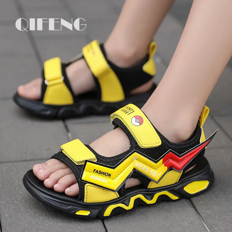 

2023 Children Shoes Boys Sandals Kids Fashion Summer 5 8 Cartoon Casual Flat Sandal Teenagers Cool Spider Sport Sandals Light