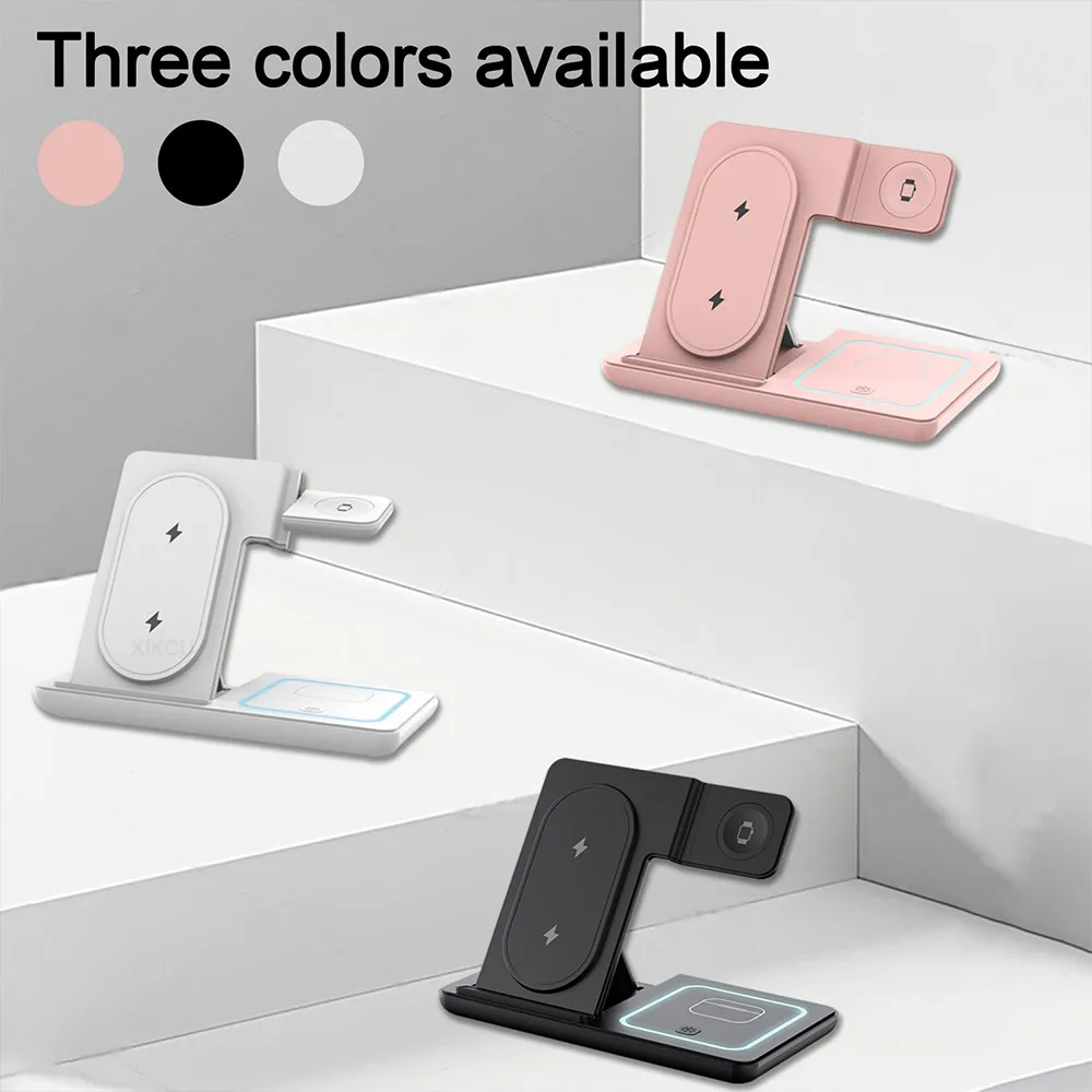 LED Wireless Charger Foldable Phone Stand For Samsung S25 S24 S23 Galaxy Watch 2-8 Active 2 Buds Pro Fast Charging Station