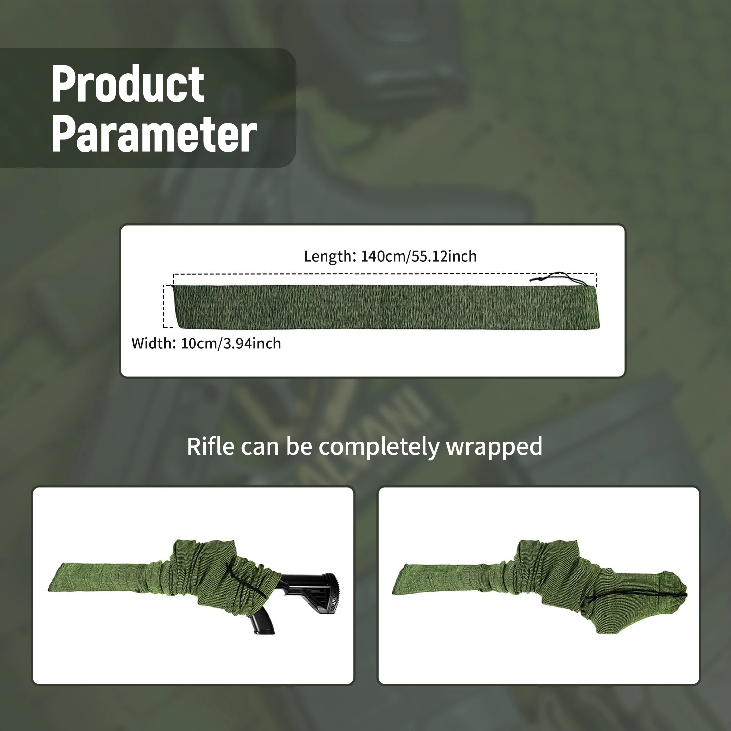5pcs Silicone Treated Gun Socks 55 × 3.9 in Knit Gun Socks Flexible Design Hunting and Shooting Holder Socks for Rifles 2