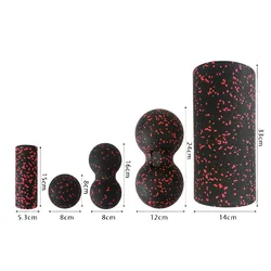 5-Piece High-Density Foam Roller and Massage Ball Set (Red)