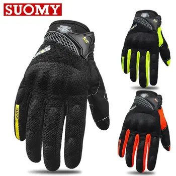 Gants de moto de course de doigts complets respirants, gants portables coordonnants de qualité élégamment décorés, taille M-XXL noir
