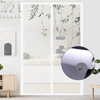 White magnetic mosquito curtain, magnetic self-priming screen door, mosquito net, household self-adhesive customizable curtain