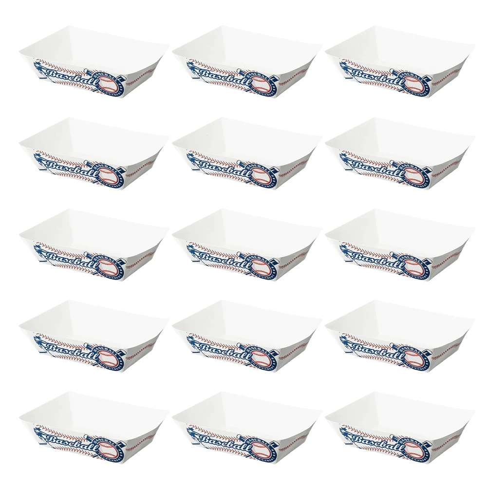 25pcs Food Tray White Cardboard Boats Party Snacks Decor Container Disposable Household Dessert Dish Multi Function