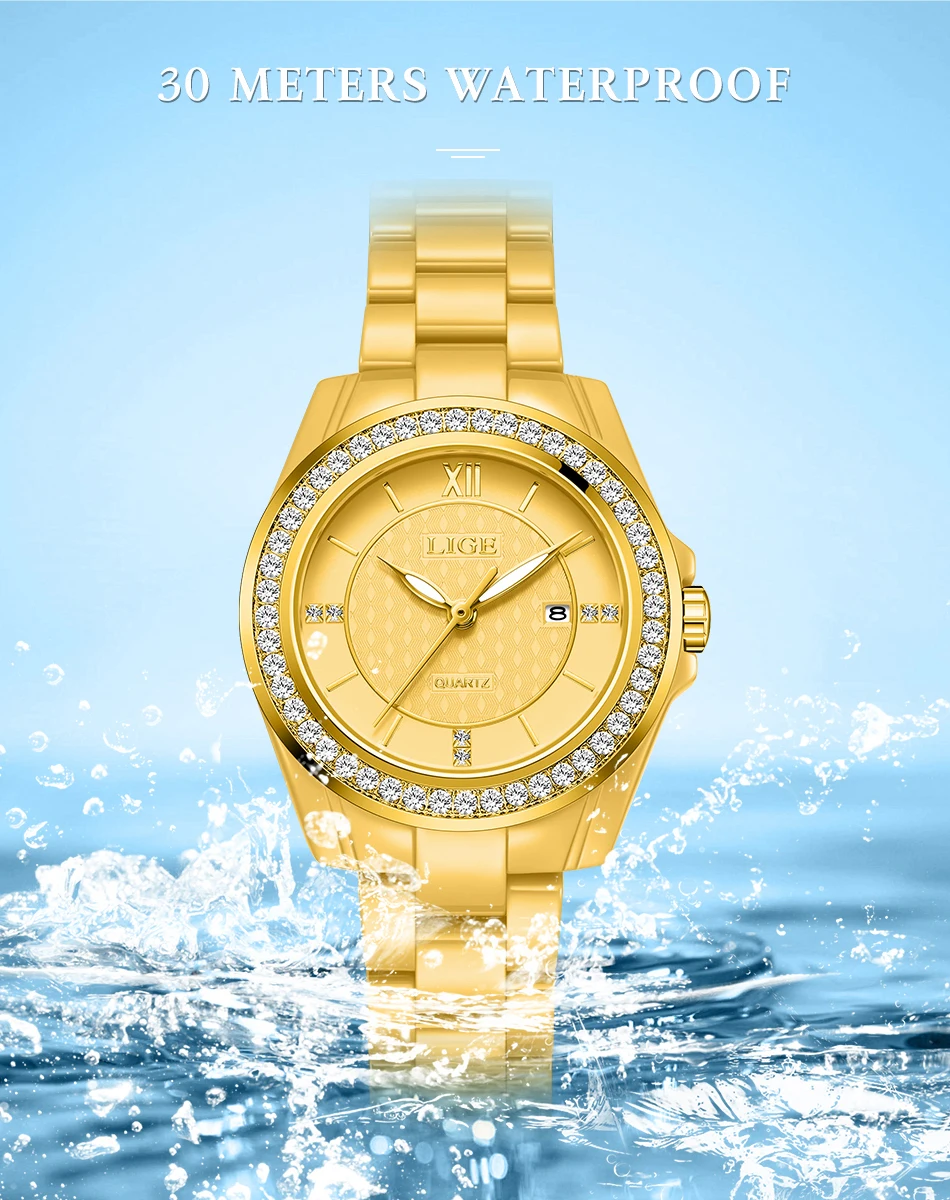LIGE New Pink Watch Women Watches Top Brand Luxury Ceramic Watch Women Fashion Sport Waterproof Quartz Watch Female Montre Femme