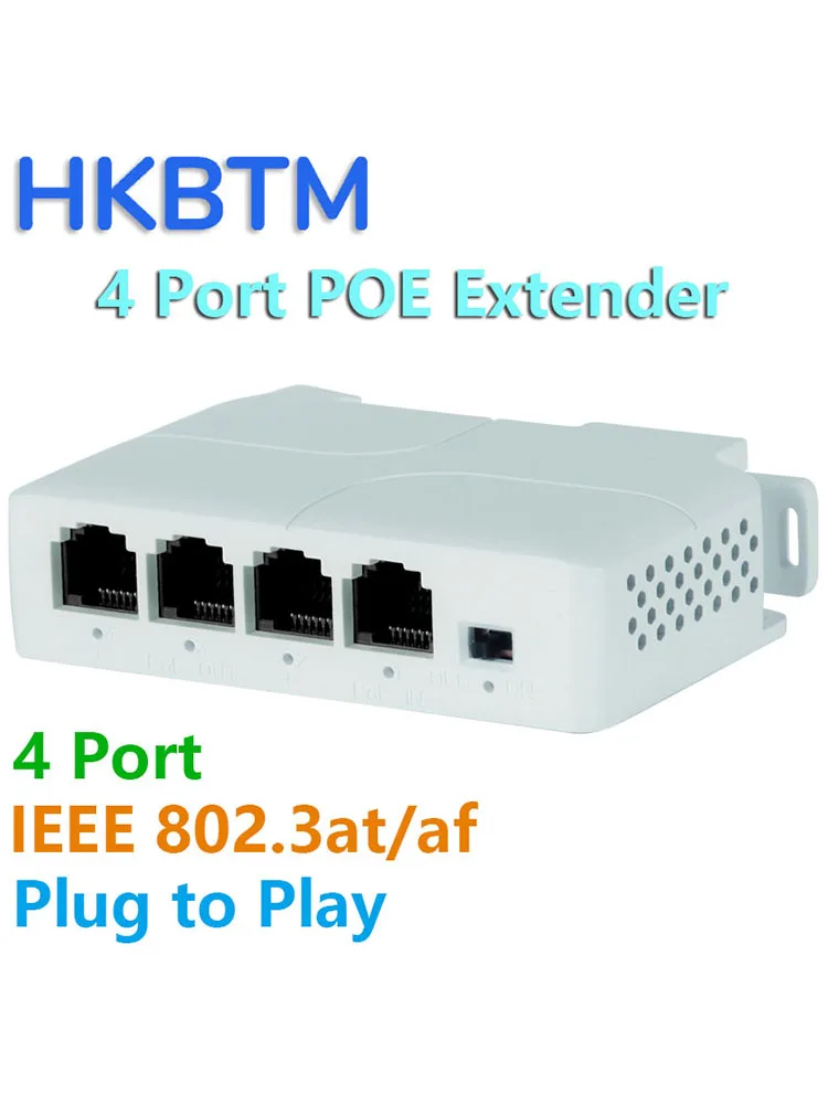 Poe extender HKBTM 4 Port Waterproof for IP Port Transmission for POE Switch NVR IP Camera