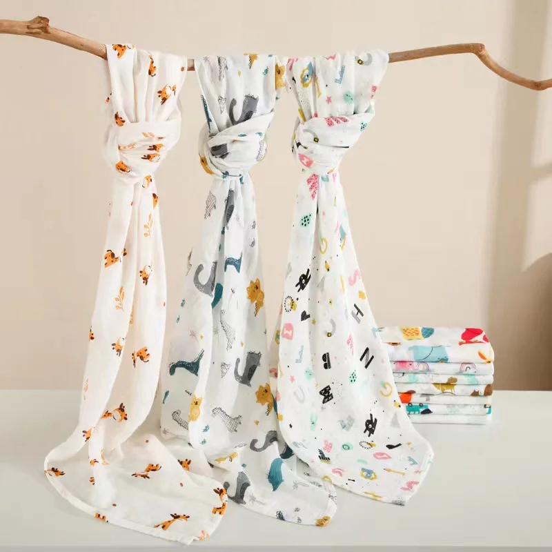 Multi-Function Soft Breathable Bamboo Cotton Muslin Swaddle Blanket