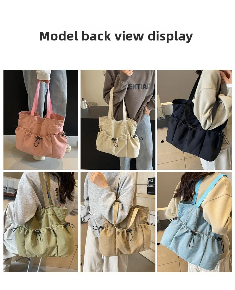Large Capacity Tote Bag Fashion Shoulder Canvas Bag Work Commuting Bucket Bag