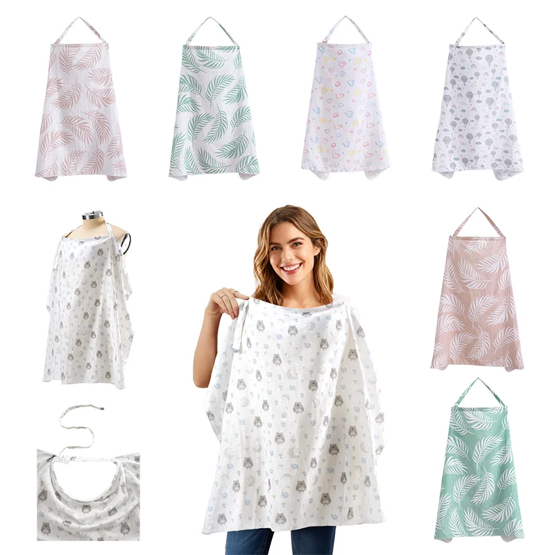 All Season Breathable Nursing Cover, Curved Neckline Privacy Breastfeeding Scarf, Stroller Cover for Moms