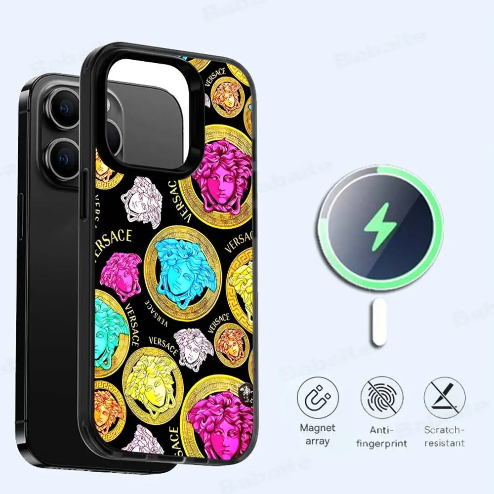 Luxury V-Versace Designer Phone Case with MagSafe Compatibility