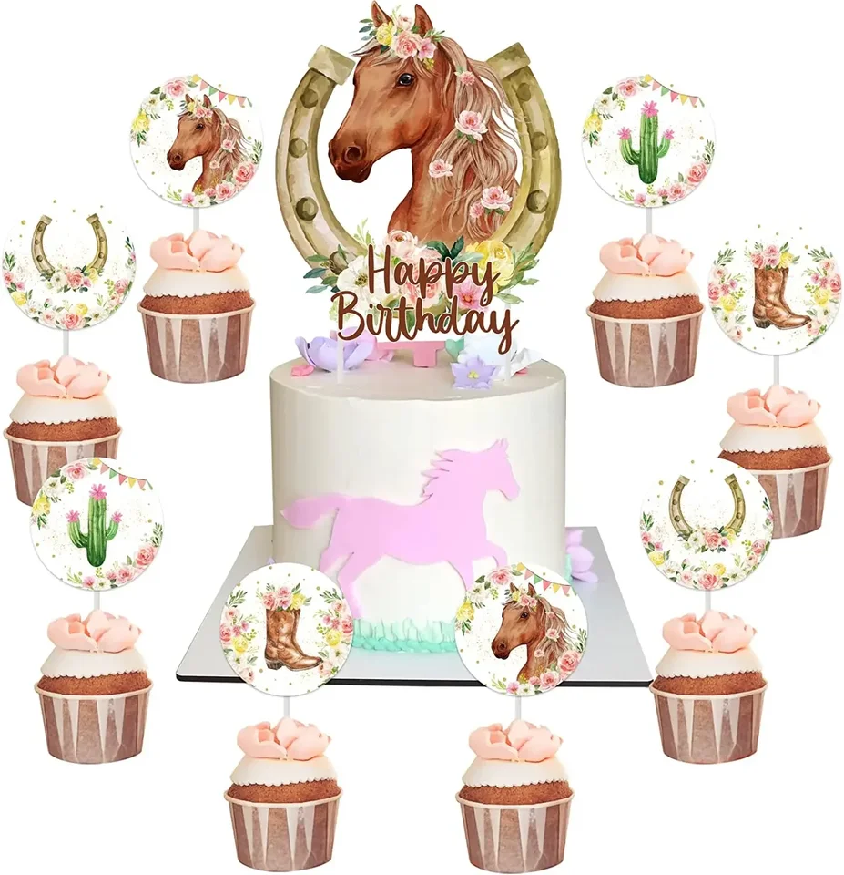 Topper Glitterato Compleanno Topper Cupcake Tema Derby Cavallo -  Decorazioni Torta Feste Bambini 24 Pezzi Topper Feste Bambini Tema Equestre, image size:927x960