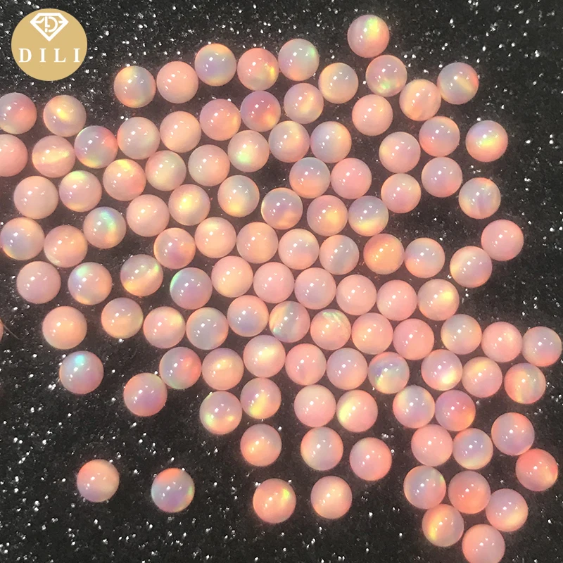 3mm 4mm 5mm Colorful Top Fire Synthetic Ball Shape Nebula Opal Bead With Full Hole/Half Hole/Without Hole