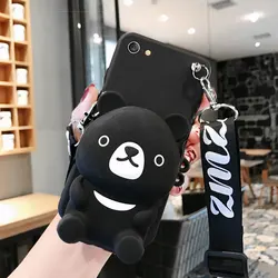 Custodia Wallet 3D Cartone Orso Nero - Design Carino Animale Wallet e Guscio per Borsa