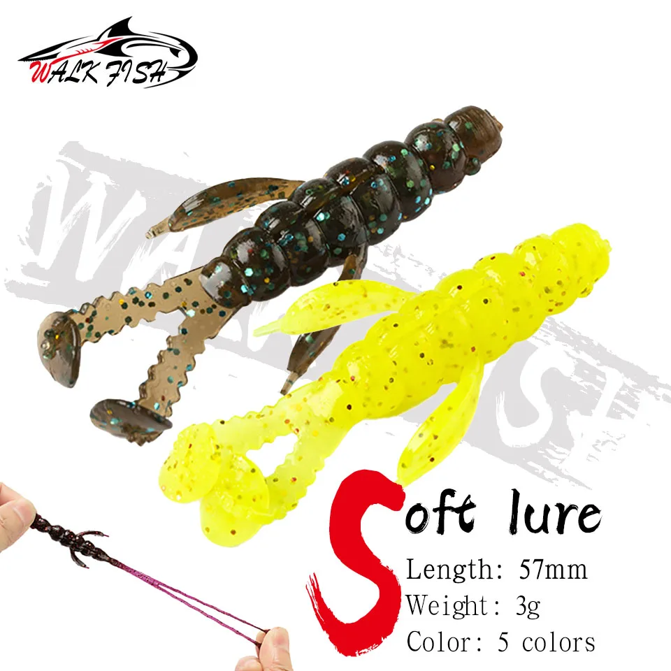 WALKFISHSoftFishingLure12pcs57cm3gTPRBassStraightTwinTail
