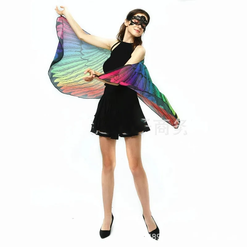 Rainbow Butterfly Wings Cape Shawl Fairy Ladies Dance Costume Adult Monarch Butterfly Cape Halloween Child Butterfly Wings
