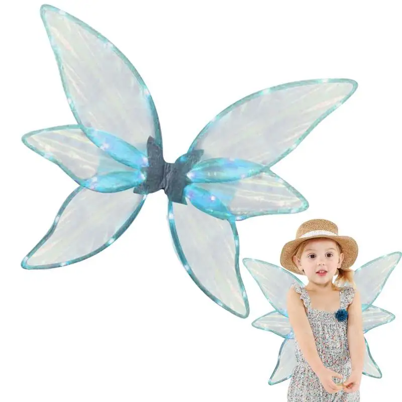 

Electrical Butterfly Wings With Lights Fairy Wings Costume Accessory Glowing Shiny Dress Up Moving Wings Birthday Wedding