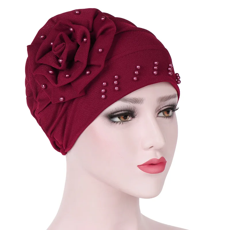 Perles Femmes Turban Chapeau Stretch Chute de Cheveux Couverture Musulman  Hijab Chapeau Indien Tête Foulard Tête