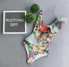 2023 Sexy One Piece Swimsuit Women Ruffle Swimwear Female Lace Up Bodysuit V-neck Bathing Suit Swimming Suit Beach Wear