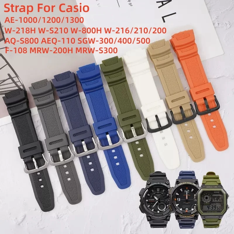 18mm Rubber Watch band for Casio g shock AE 1200 AE 1000 AQ S810W SGW