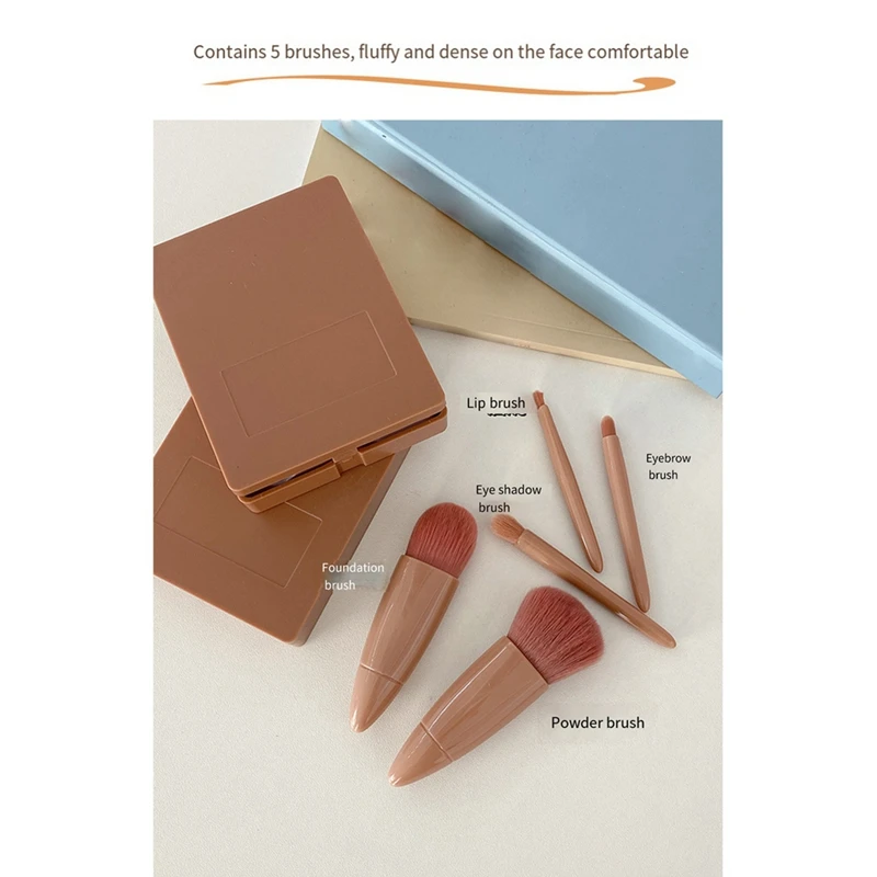 Mini 5 Makeup Brushes Multifunctional Makeup Brush With Mirror Powder Brush Eye Shadow Brush Blending Brush 4