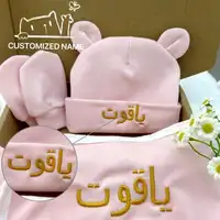 Embroidery Name Baby Blanket Hat Set Cotton Newborn Swaddle Adjustable Infant Sleeping Swaddle Wraps All Seasons 0-6 Months 1
