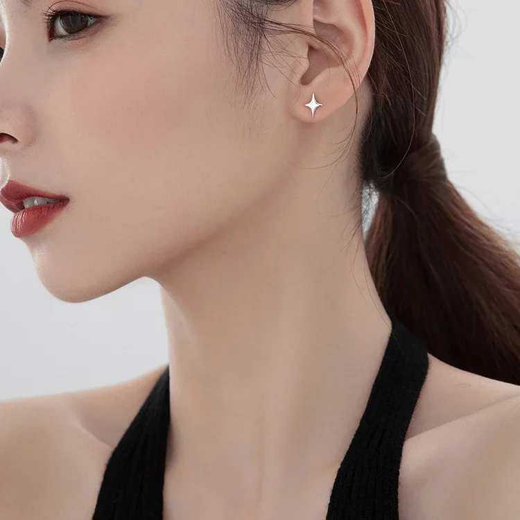 Silver Stud Earrings Women Jewelry