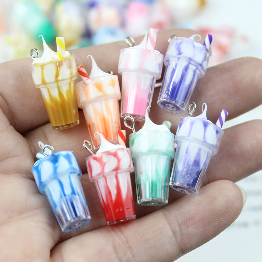 

10Pcs/Lot Resin Ice Cream Charm Drink Food Pendant For Earring Bracelets KeyChain Diy Jewelry Making Findding