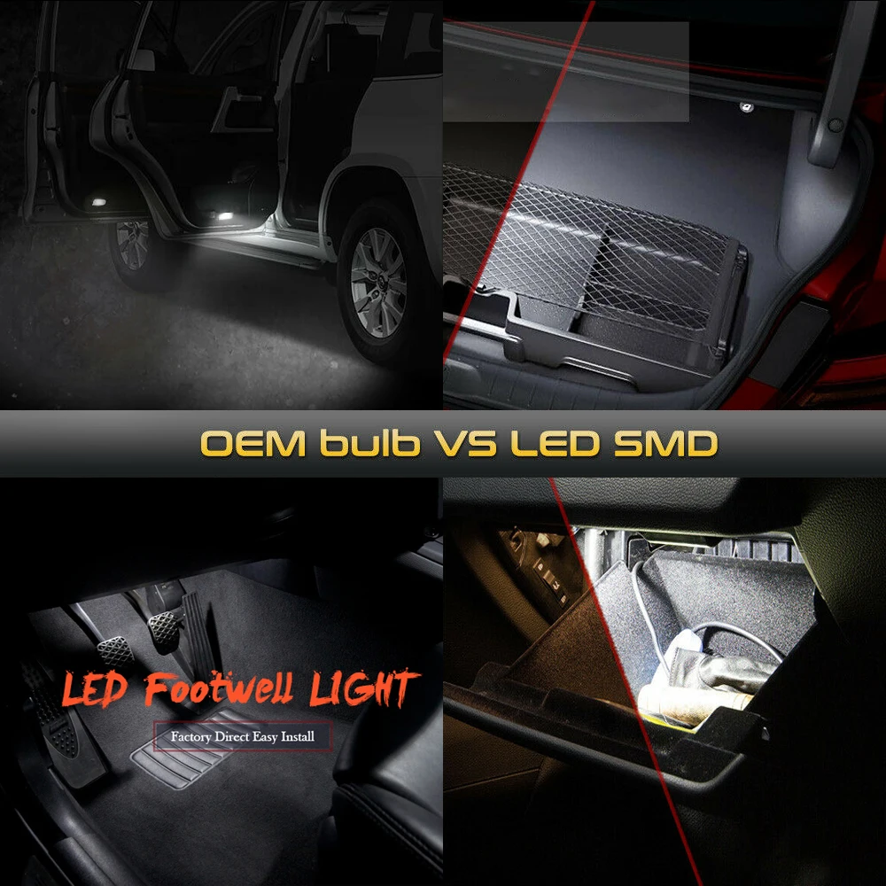 LED Trunk Cargo Lamp Footwell Under Door Glove Box Light For Peugeot 3008 206 208 308 307 2008 207 508 5008 407 306 Expert