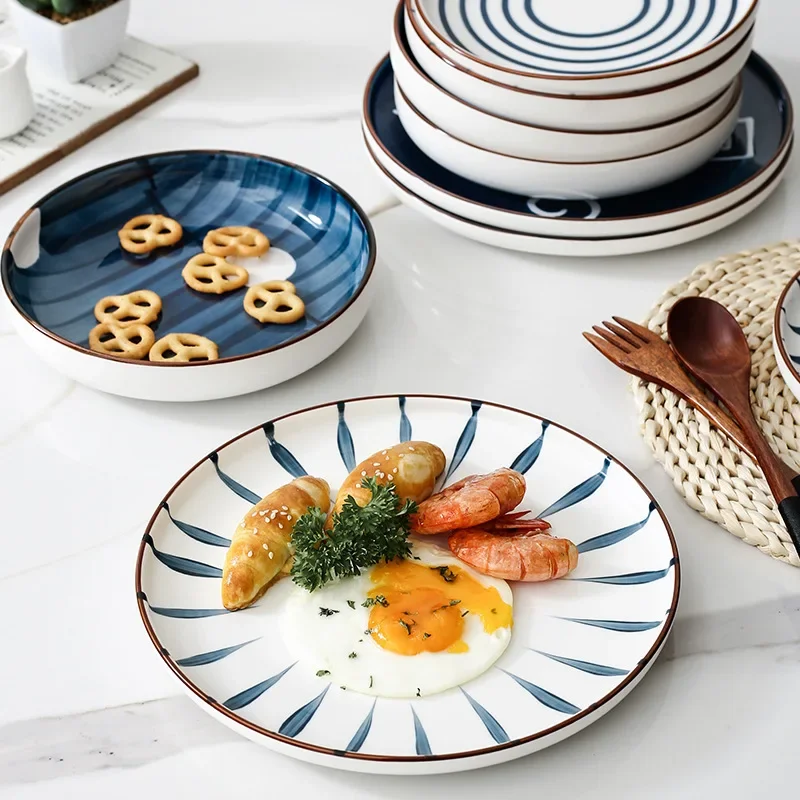 

Ceramic Japanese Tableware Creative Hand-painted Underglaze Ceramic Plates Western Dishes Steak Plates.