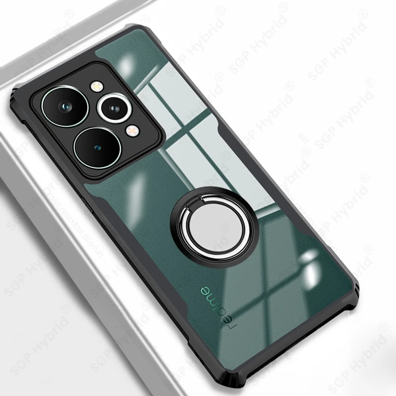 Acrylic Transparent Shockproof Case with Magnetic Ring Holder