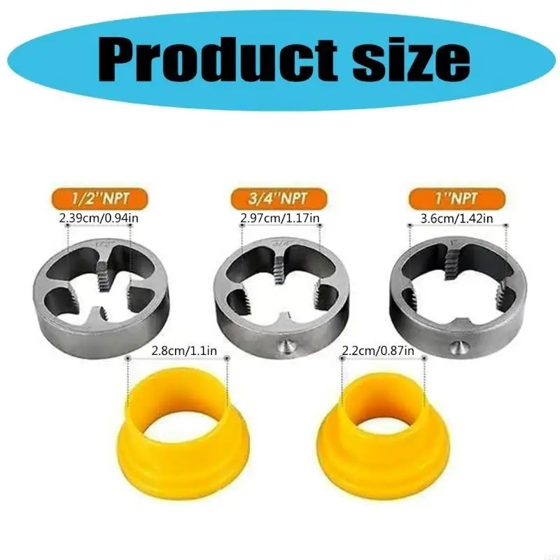 12PD Versatile PVC Pipe Thread Maker Tool Set Features 3 Dies High Performances PVC Pipe Thread Maker for Various Size