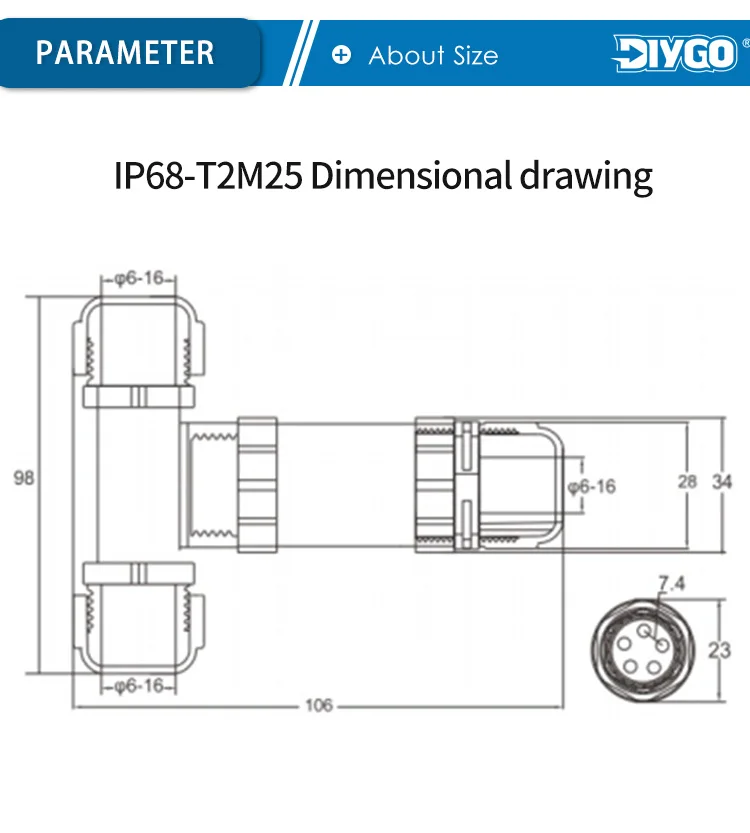 IP68 M25 T-Typ 6–16 mm Kabel, wasserdichter Drahtverbinder, 5-poliger Schraubklemmenblock, T-Stück für elektrische LED-Lichtverbindung, DIY GO – Detail 5