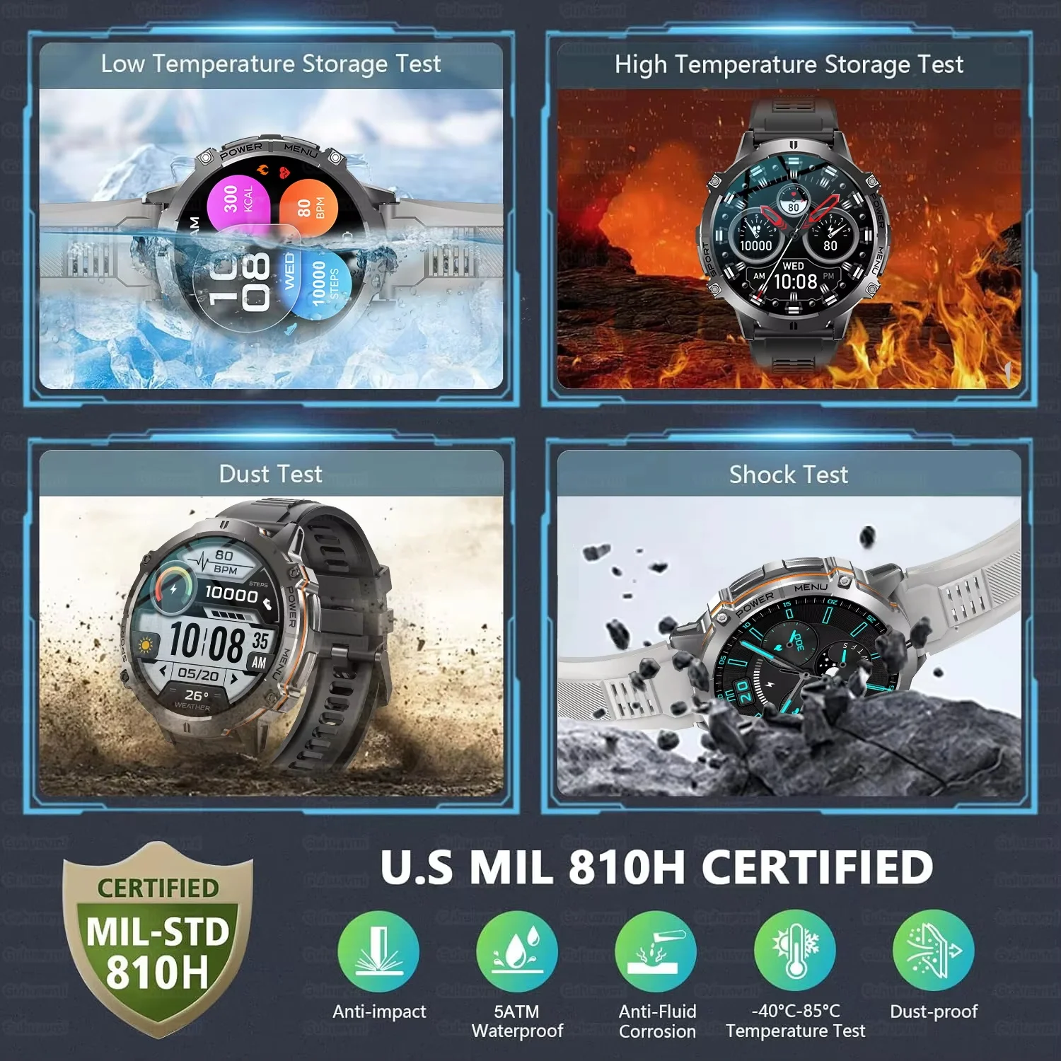 2026 Outdoor T-Rex3 Men GPS SmartWatch 1000mAh Battery HD AMOLED Screen Compass 10ATM Waterproof 100+Sports Bluetooth Call Watch 4