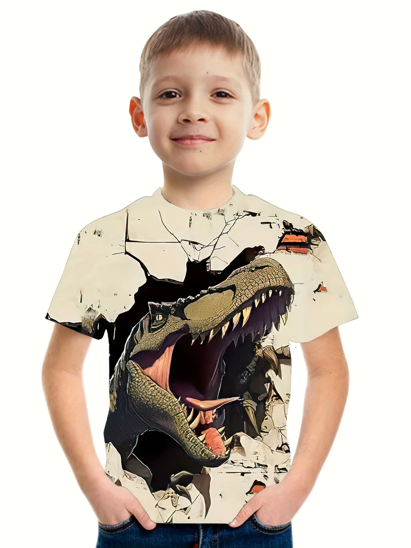 Children's Clothing T-Shirts for Boys Short Sleeve Child T Shirt 3D Dinosaur Print Casual Kids Summer Clothes Boy Clothes Tops 4