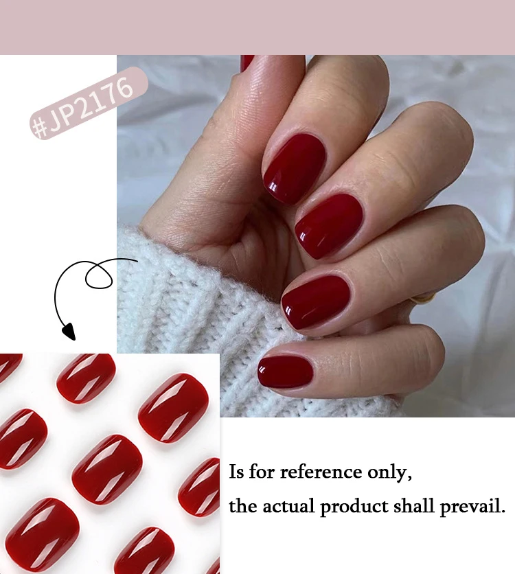 Short Round Wearable Fake Nails with Glue