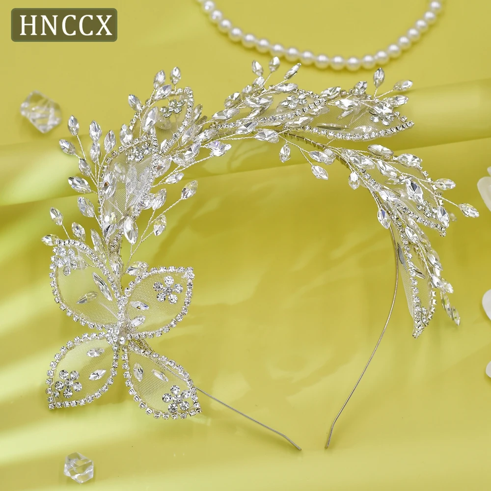 Bridal Headband Exquisite Mesh Rhinestone Leaf Woman Latest Hair Accessories for Bridesmaid Handmade Jewelry Headwear CP604