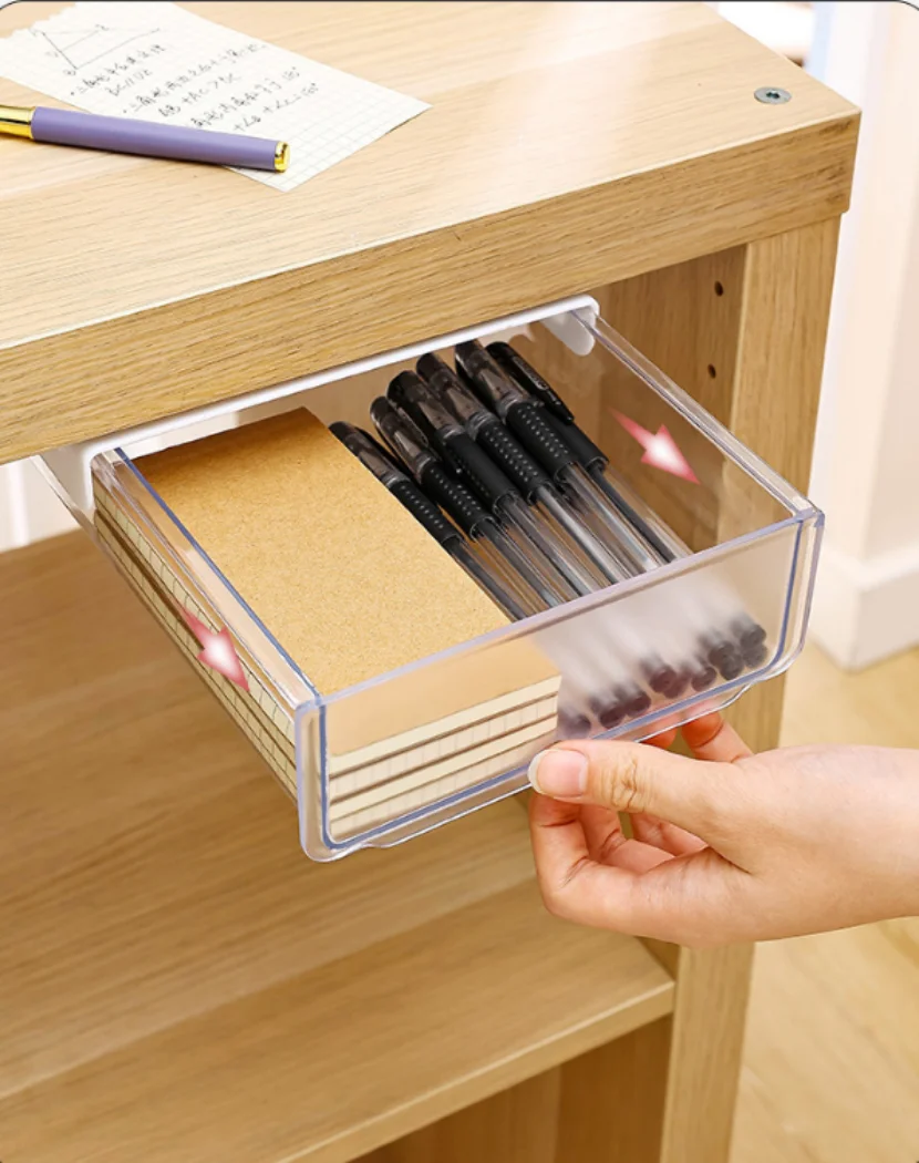 1 Set under Desk Storage Box High Capacity Pull-out Anti-drop