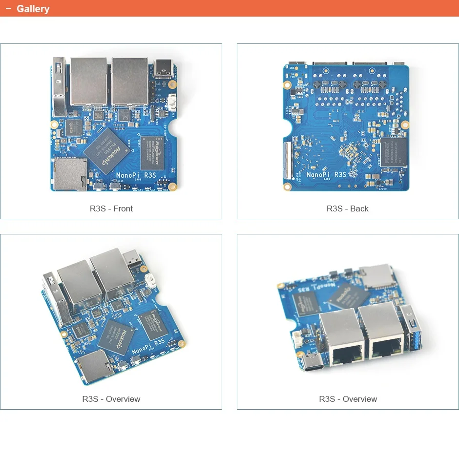 NanoPi R3S LTS & Combo 2GB LPDDR4X RAM & 0GB/32GB eMMc, RK3566, Quad Cortex-A55, Duoble GMB LAN, Rockchip OpenWRT, U-boot, Ubuntu-Core single board computer