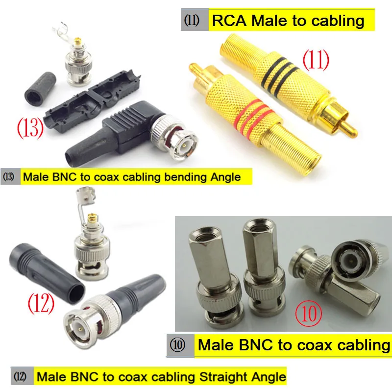 10 Adattatori BNC Femmina A RCA Maschio: Connettori Metallici Per Telecamere CCTV E Sistemi Di Sicurezza