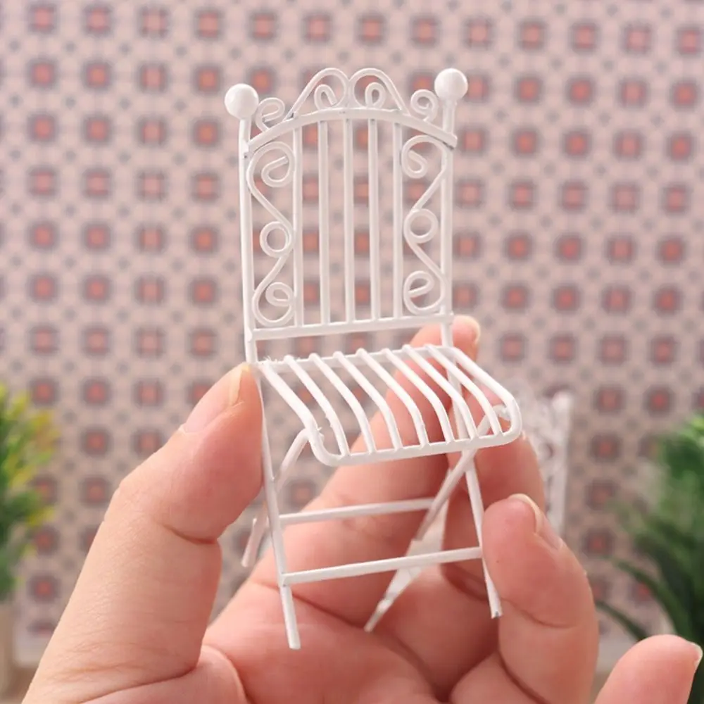 1Set Vintage Metal Miniature Table Chair Suit Dollhouse Furniture Accessories Mini Park Seat Fairy Garden Ornament Kids Toys 2