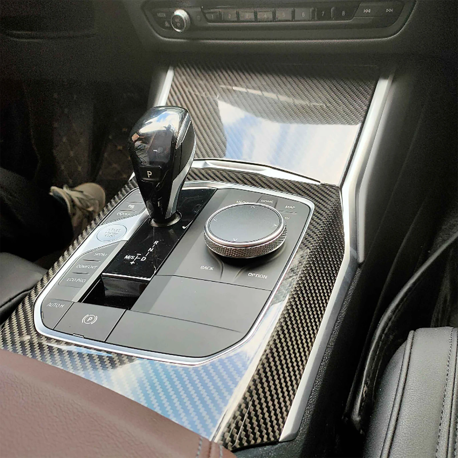 For BMW 3 Series G20/G28 2020 2021 Central Control Gear Shift Knob Panel Carbon Fiber Cover Trim Car Interior Refit Parts LHD