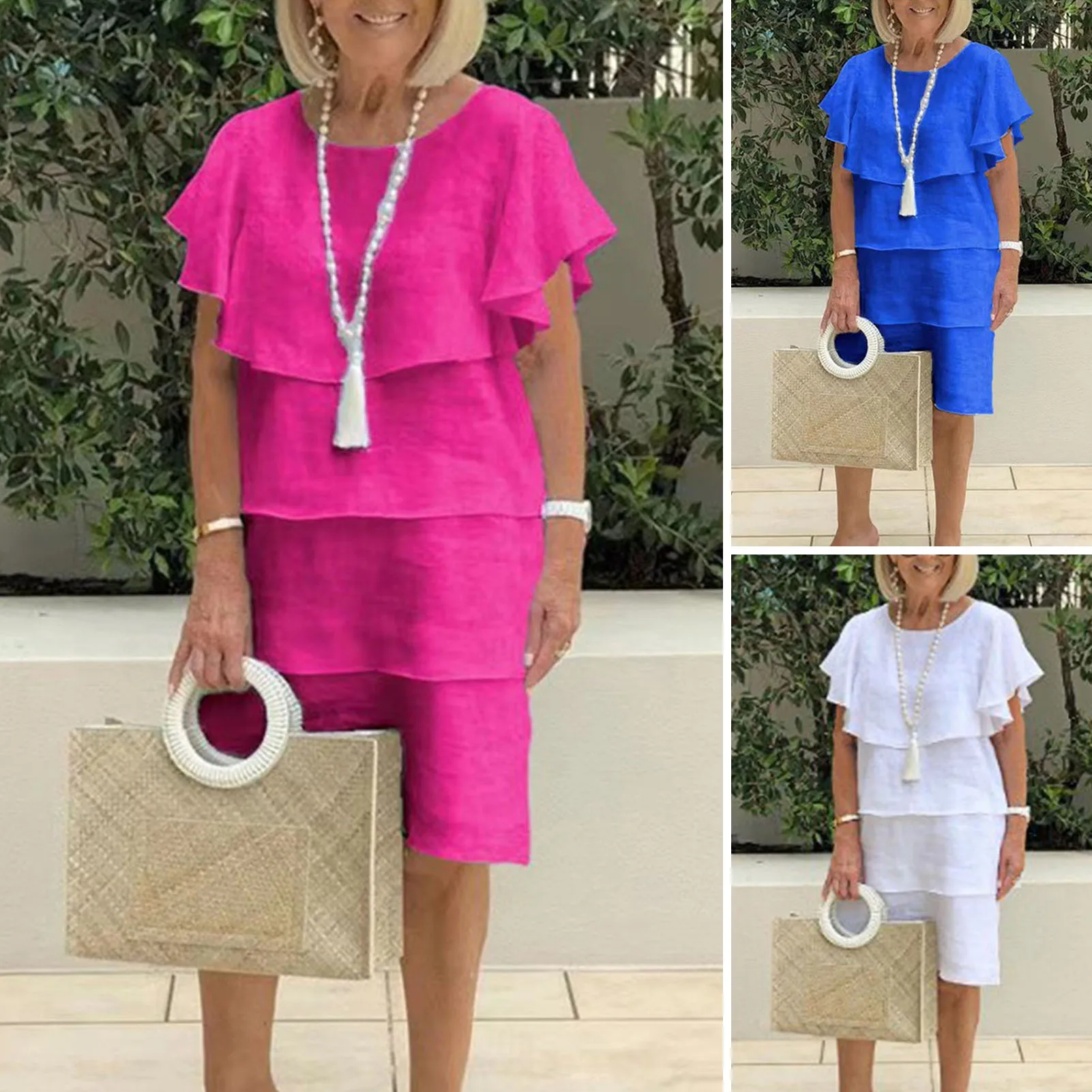 Sc67379eadcb148ffa423ade0f117ad21z Fashion Elegant Casual Dress Woman Short Sleeve Loose Dress Woman Temperament Holiday Printed Dresses Mallzona