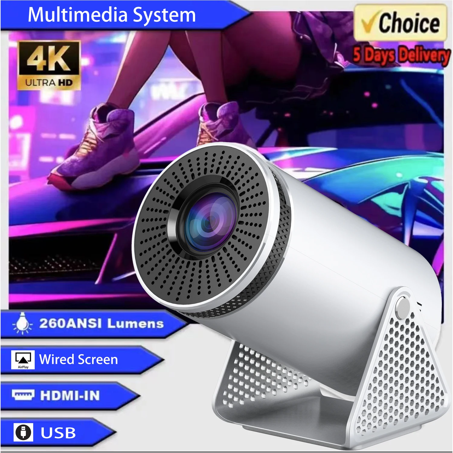 Polaring P300 hy mini Projector Without Android 150Ansi Cinema Home Keystone HDMI