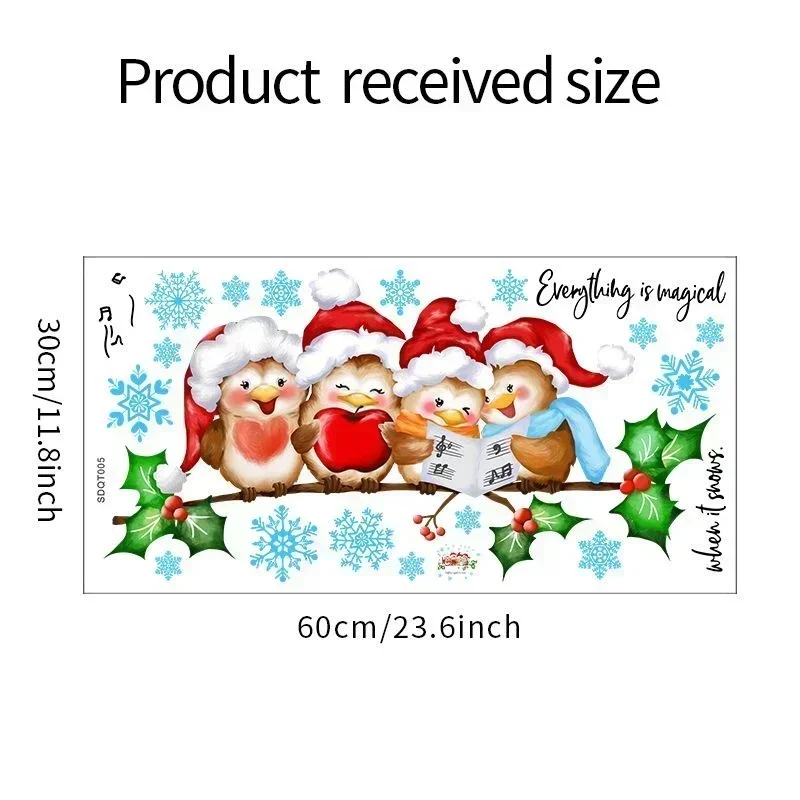 Christmas Home Decoration Tree Branch Bird Wall Sticker Glass Window Sticker Double-sided Visual Wall Sticker Ornaments