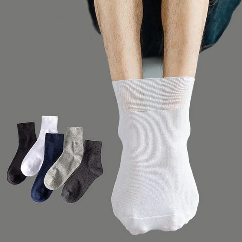 5 Pairs Plus Size EUR 45-50 Cotton Socks Prevent Varicose Veins Mens Diabetics Patients Loose Mouth
